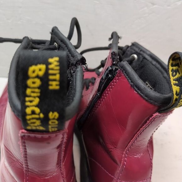 Doc Dr. Martens 1460 J Red Patent Leather Zip/Lace-Up Boots Size 3 US - Picture 4 of 13
